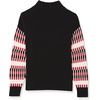 image:imageCable Stitch Womens Dropped Shoulder Contrast Sleeve Sweater  Mock Neck Long Sleeve Loose Fit Pullover Top Large Black