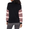 image:imageCable Stitch Womens Dropped Shoulder Contrast Sleeve Sweater  Mock Neck Long Sleeve Loose Fit Pullover Top Large Black
