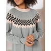 image:imageCable Stitch Womens Fair Isle Sweater  Classic Vintage Jacquard Long Sleeve Crewneck Pullover Top Heather Grey Small