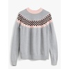 image:imageCable Stitch Womens Fair Isle Sweater  Classic Vintage Jacquard Long Sleeve Crewneck Pullover Top Heather Grey Small