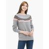 image:imageCable Stitch Womens Fair Isle Sweater  Classic Vintage Jacquard Long Sleeve Crewneck Pullover Top Heather Grey Small