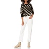 image:imageCable Stitch Womens Polka DotCheckered Pattern Sweater  Raglan Long Sleeve Crewneck Pullover Top Small BlackCaramel