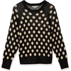 image:imageCable Stitch Womens Polka DotCheckered Pattern Sweater  Raglan Long Sleeve Crewneck Pullover Top Small BlackCaramel
