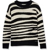 image:imageCable Stitch Womens Zebra Print Jacquard Sweater  Crewneck Long Sleeve Drop Shoulder Soft Boxy Pattern Pullover Top Medium BlackTaupe
