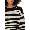 image:imageCable Stitch Womens Zebra Print Jacquard Sweater  Crewneck Long Sleeve Drop Shoulder Soft Boxy Pattern Pullover Top Medium BlackTaupe