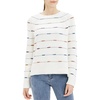 image:imageCable Stitch Womens Dotted Stripe Sweater  Crewneck Long Sleeve Knitted Pullover Top Large MultiWhite