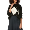 image:imageCable Stitch Womens Oversized Argyle Intarsia Sweater  Mock Neck Long Sleeve Drop Shoulder Pullover Knit Top Small Black