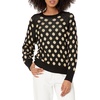 image:imageCable Stitch Womens Polka DotCheckered Pattern Sweater  Raglan Long Sleeve Crewneck Pullover Top Small BlackCaramel
