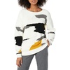image:imageCable Stitch Womens Vintage Intarsia Pullover Sweater  Crewneck Long Sleeve Geometric Pattern Top Small MultiCream