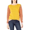 image:imageCable Stitch Womens Zig Zag Stripe Long Sleeve Sweater  Crewneck Cotton Colorblock Lightweight Pullover Knit Top Small MultiMustard