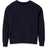 image:imageCable Stitch Womens Cable Crewneck Sweater  Long Sleeve Drop Shoulder Boxy Pullover Knit Top XLarge Navy