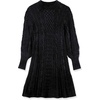 image:imageCable Stitch Womens Cable Knit Dress  Crewneck Long Sleeve Chunky ALine Flare Sweater Dress Medium Black
