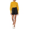 image:imageCable Stitch Womens Cable Sleeve Ribbed Sweater  Mock Neck Long Blouson Lantern Sleeve Pullover Top Medium Marigold