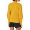 image:imageCable Stitch Womens Cable Sleeve Ribbed Sweater  Mock Neck Long Blouson Lantern Sleeve Pullover Top Medium Marigold