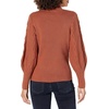image:imageCable Stitch Womens Cable Sleeve Ribbed Sweater  Mock Neck Long Blouson Lantern Sleeve Pullover Top Medium Nutmeg