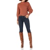 image:imageCable Stitch Womens Cable Sleeve Ribbed Sweater  Mock Neck Long Blouson Lantern Sleeve Pullover Top Medium Nutmeg