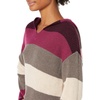 image:imageCable Stitch Womens Colorblock Pullover Hoodie Sweater  Striped Drop Shoulder Long Sleeve RibKnit Hooded Top Medium MultiWine