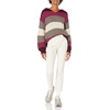 image:imageCable Stitch Womens Colorblock Pullover Hoodie Sweater  Striped Drop Shoulder Long Sleeve RibKnit Hooded Top Medium MultiWine