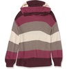 image:imageCable Stitch Womens Colorblock Pullover Hoodie Sweater  Striped Drop Shoulder Long Sleeve RibKnit Hooded Top Medium MultiWine