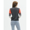 image:imageCable Stitch Womens ContrastSleeve Cotton Sweater  Crewneck Long Sleeve Knitted Pullover Top Small Charcoal