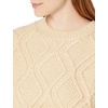 image:imageCable Stitch Womens Diamond Cable Crewneck Sweater  Long Sleeve Pullover Top Medium Sand