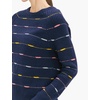 image:imageCable Stitch Womens Dotted Stripe Sweater  Crewneck Long Sleeve Knitted Pullover Top Small MultiNavy