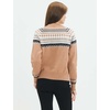 image:imageCable Stitch Womens Fair Isle Sweater  Classic Vintage Jacquard Long Sleeve Crewneck Pullover Top Bark Medium