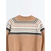 image:imageCable Stitch Womens Fair Isle Sweater  Classic Vintage Jacquard Long Sleeve Crewneck Pullover Top Bark Medium