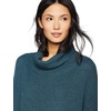 image:imageCable Stitch Womens Funnel Neck Oversized Sweater  Wide Cuff Long Sleeve Loose Fit Solid Color Pullover Top Small Aegean Blue