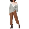 image:imageCable Stitch Womens Geometric Colorblock Sweater  Crewneck Long Sleeve Oversized Drop Shoulder Chevron Pattern Pullover Top Small MultiGrey