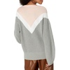image:imageCable Stitch Womens Geometric Colorblock Sweater  Crewneck Long Sleeve Oversized Drop Shoulder Chevron Pattern Pullover Top Small MultiGrey