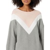 image:imageCable Stitch Womens Geometric Colorblock Sweater  Crewneck Long Sleeve Oversized Drop Shoulder Chevron Pattern Pullover Top Small MultiGrey