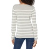 image:imageCable Stitch Womens Lightweight Pointelle Striped Sweater  Crewneck Long Sleeve Soft Pullover Top Medium Heather GreyWhite