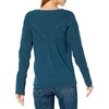 image:imageCable Stitch Womens Long Sleeve Chevron Cable Sweater  Crewneck Drop Shoulder Pointelle Cotton Solid Pullover Top Medium Aegean Blue