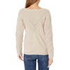 image:imageCable Stitch Womens Long Sleeve Chevron Cable Sweater  Crewneck Drop Shoulder Pointelle Cotton Solid Pullover Top Medium Taupe