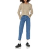 image:imageCable Stitch Womens Mixed Cable Knit Sweater  Classic Fit Crewneck Long Sleeve Shirred Shoulder Pullover Top Large Taupe