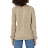 image:imageCable Stitch Womens Mixed Cable Knit Sweater  Classic Fit Crewneck Long Sleeve Shirred Shoulder Pullover Top Large Taupe