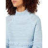 image:imageCable Stitch Womens Mixed Stitch Turtleneck Sweater  Mock Neck Fringe Raglan Long Sleeve Pullover Solid Color Top Small Light Blue