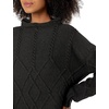 image:imageCable Stitch Womens Mock Neck Braided Cable Sweater  Soft Long Sleeve Solid Color Textured Loose Pullover Knit Top Medium Charcoal