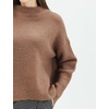 image:imageCable Stitch Womens Mock Neck Cozy Sweater  Oversized Soft Long Sleeve Drop Shoulder High Low Hem Slouchy Pullover Top XLarge Caramel