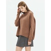 image:imageCable Stitch Womens Mock Neck Cozy Sweater  Oversized Soft Long Sleeve Drop Shoulder High Low Hem Slouchy Pullover Top XLarge Caramel