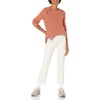 image:imageCable Stitch Womens Raglan Long Sleeve Shaker Stitch Pullover Sweater  Fisherman Rib Knit Crewneck Cotton Top Small Marled Cinnamon
