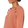 image:imageCable Stitch Womens Raglan Long Sleeve Shaker Stitch Pullover Sweater  Fisherman Rib Knit Crewneck Cotton Top Small Marled Cinnamon