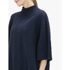 image:imageCable Stitch Womens RibCollar Tunic Sweater  Loose Fit Oversized Mock Neck 34 Sleeve Pullover Poncho Coverup Top LargeXLarge Navy