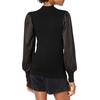 image:imageCable Stitch Womens SatinSleeve Sweater Top  Mock Neck Contrast Long Sleeve Pullover Top Large Black