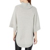 image:imageCable Stitch Womens Textured Turtleneck Tunic  Loose Fit Oversized 34 Sleeve Raglan Striped Pullover Poncho Coverup Top SmallMedium Heather Grey