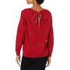 image:imageCable Stitch Womens Tie Back Sweater  Crewneck Long Sleeve Textured Striped Solid Color Pullover Knit Top Small Rouge