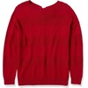 image:imageCable Stitch Womens Tie Back Sweater  Crewneck Long Sleeve Textured Striped Solid Color Pullover Knit Top Small Rouge
