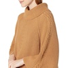 image:imageCable Stitch Womens Turtleneck Poncho Sweater  Loose Fit Oversized 34 Sleeve Tunic Pullover Coverup Top SmallMedium Camel