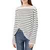 image:imageCable Stitch Womens Boat Neck Striped Sweater  Long Sleeve Lightweight Textured Soft Pullover Top XSmall Winter WhiteNavy